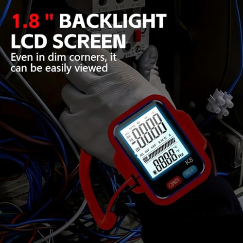 Image of Serplex Wrist-Worn Digital Multimeter with 4.3 Inch LCD Display, True RMS, Auto-Ranging, AC /DC Voltage Current Resistance Continuity Diode Capacitance Frequency Measurement for Electricians and DIY