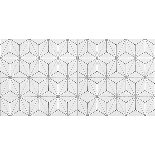 FloorPops FP2481 Kikko Peel Stick Floor Tiles, White & Off-White (Pack of 2)