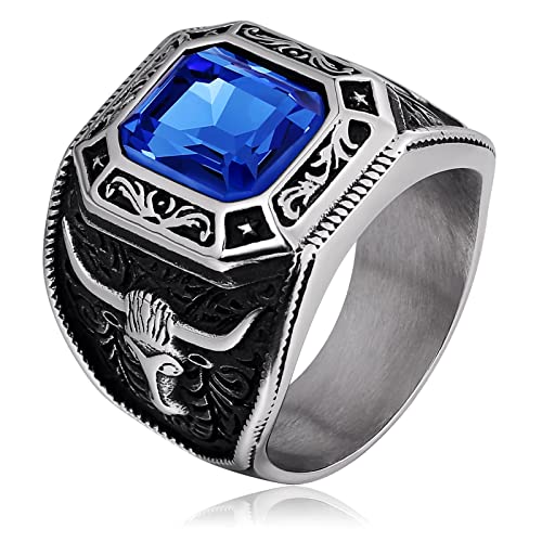 Bague homme motif taureau solitaire en acier inoxydable durable