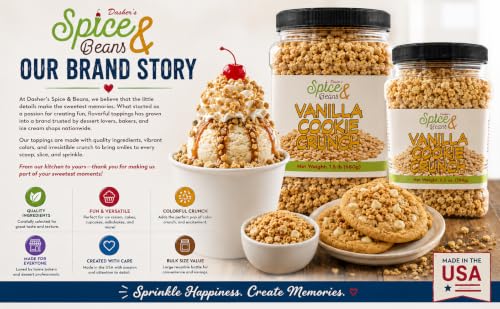 Image of Vanilla Cookie Crunch 1.5 lb | Dessert Topping & Decoration for Ice Cream, Sundaes, Cakes, Cupcakes, Milkshakes & Frozen Yogurt | Bulk Resealable Container | Dasher's Spice & Beans