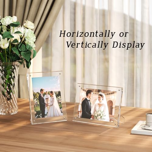 Egofine 4x6 Acrylic Frame 1 Pack, Clear Picture Frames with Stand, Magnetic Acrylic Photo Frames for Tabletop Display Horizontally or Vertically - Thumbnail 6