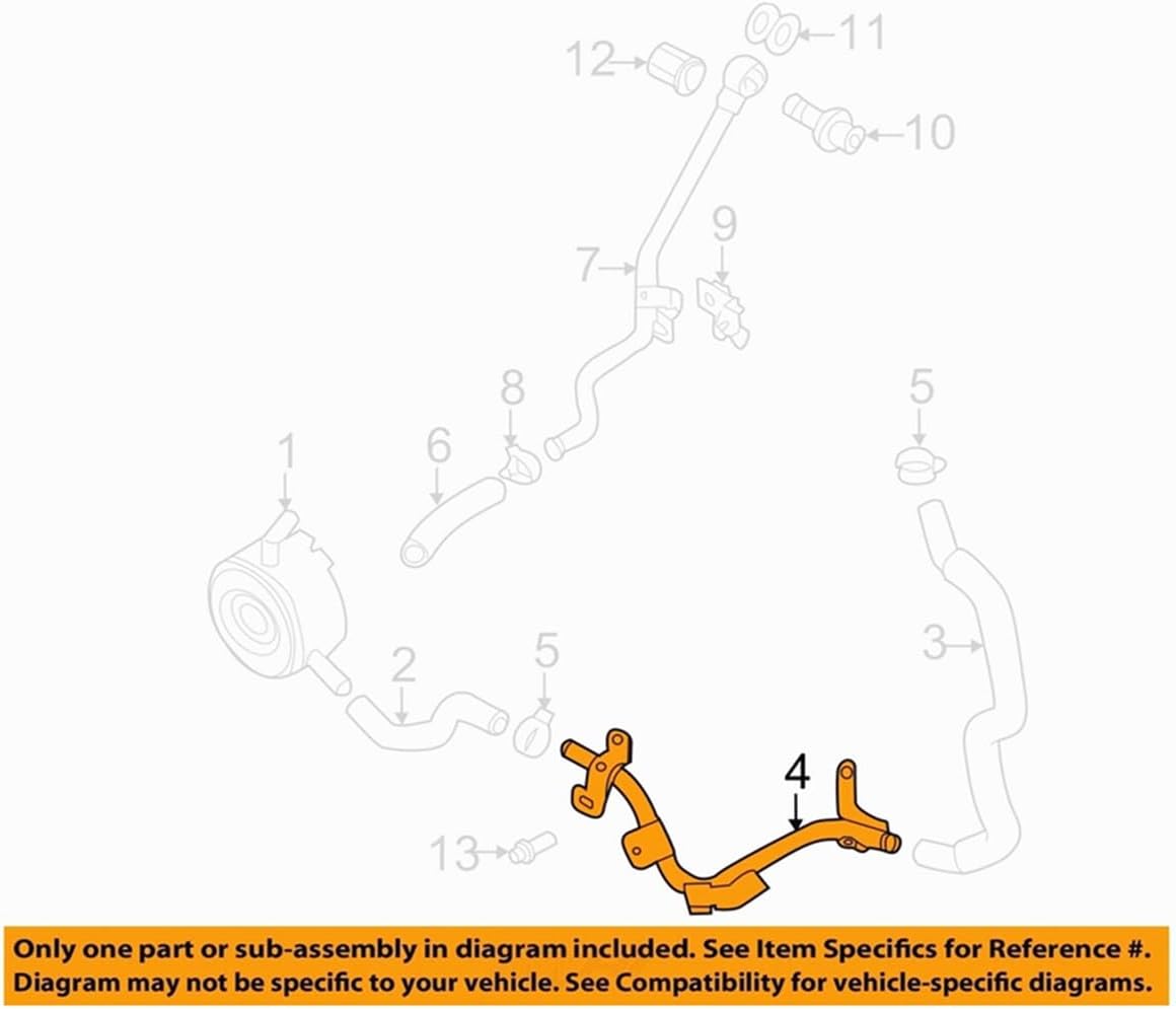 Oil Cooler Inlet Pipe 14053-JA13A 14053JA13A Replacement For Nissan Altima 2007-2012 V6 3.5L DOHC Maxima 2009-2014 V6 3.5L DOHC Murano 2009-2014 V6 3.5L DOHC Quest 2011-2013 V6 3.5L DOHC
