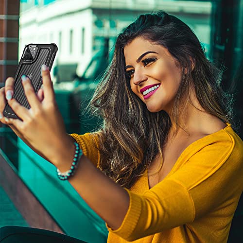 Tuerdan Iphone 14 Pro Max Case, [Military Grade Shockproof] [Hard Carbon Fiber Back] [Soft Tpu Bumper Frame] Anti-Scratch, Fingerprint Resistant, Protective Phone Case, 6.7 Inch (Black) #TOP6