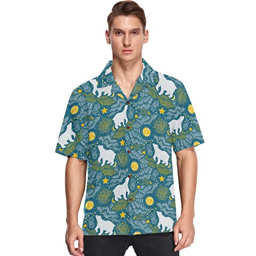 visesunny Camisas hawaianas de bolos para hombre, manga corta, ajuste regular, verano, playa, casual, con botones, tallas S-3XL, Multicolor02, Small