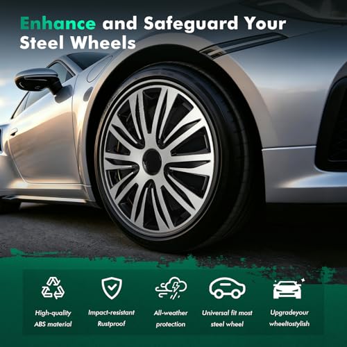 SCITOO 17 Inch Set of 4 Black Lacquer & Silver Lacquer Hubcaps Wheel Cover Fit Rim 17 by SCITOO - Image 6