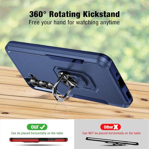 for Samsung Galaxy A17/A26 5G Phone Case [15 FT Military Grade Drop Protection] with 2x Tempered Glass Screen Protector, Heavy-Duty Shockproof Magnetic Kickstand Case for Galaxy A17/A26 5G (Dark Blue) by Bonkier - Used condition - Image 3
