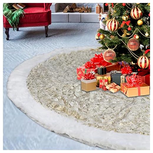 SHENG HONG Christmas Tree Skirt, 72 Inch Plush Xmas Tree Skirts for Christmas, Holiday Party Decorations Decoraciones De Navidad - Cloud