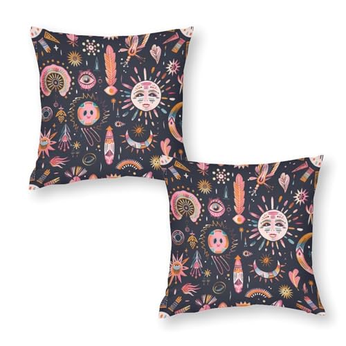 Image of Xiputvl Colorful Dream Cushion Cover Art Square Pillow Covers with Invisible Zipper Pack of 2 for Sofa Square Outside Office 18"x18"