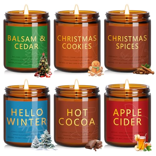 Christmas & Winter Candle Gift Set, 6 Pack 7oz Soy