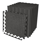 Large 60cm x 60cm Black Interlocking Caravan Awning Floor Mat Camping Picnic Garden Outdoor/Indoor Non Slip Floor Matting 10mm thick (4 Mats-16 square feet) - Image 1