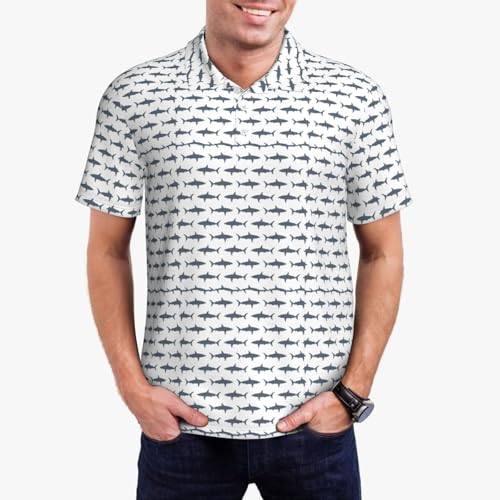 Polo léger à manches courtes respirant décontracté motif requins