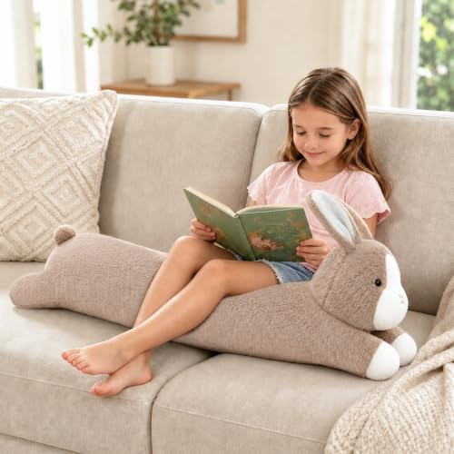 Image of MMguai 40inch Giant Bunny Stuffed Animal, Jumbo Cute Bunny Big Soft Plush Toy Pillow, Large Fluffy Rabbit Stuffed Long Body Pillow Plushie Gift for Kids Girl Boy, Birthday
