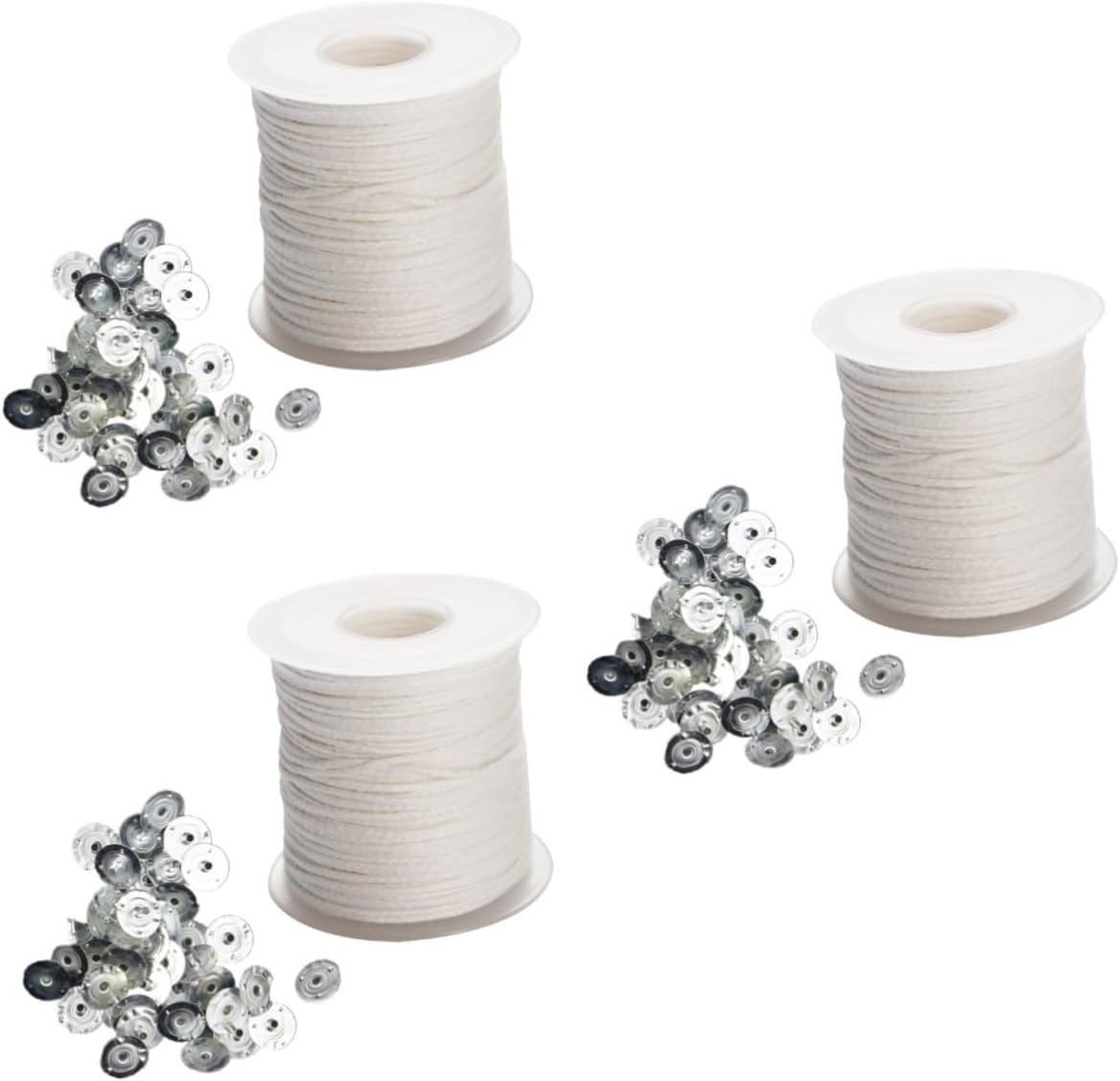 Tofficu 3rolls Candle Making Kit Cotton Wicks Wick Tabs for Handmade Candles Easy to Center for Crafting