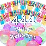 waziwe 444 Bunte Wasserbomben, 5 Sekunden Schnelles Befüllen, Wasserbomben Selbstschließend Ohne Manuelles Verknoten, Wasserballons die Den Ganzen Sommer über für Abkühlung Sorgen