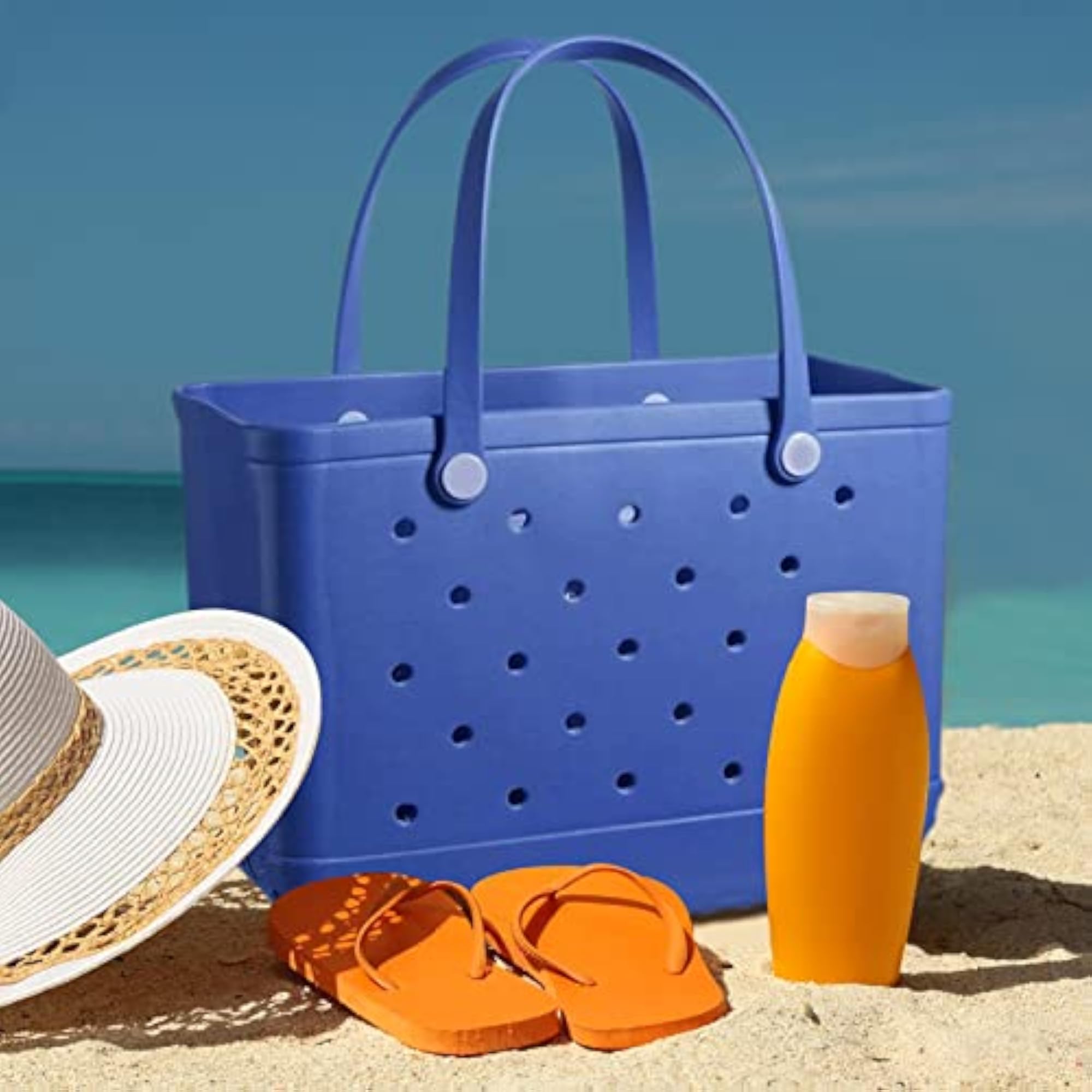 Large Waterproof Washable Rubber Tote Bag, Portable Travel