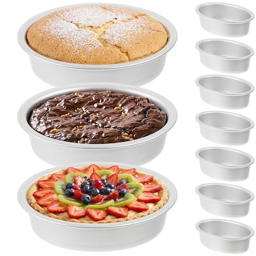 Veemoon 10pcs Oval Cheesecake Cake Pan Small Nonstick Aluminum Alloy Baking Mold Tiny Cake Pans Oven Pot Baking Mold for Bread Flan Casseroles Dessert Home Bakery Kitchen, 3. 38x2. 48x0. 98in