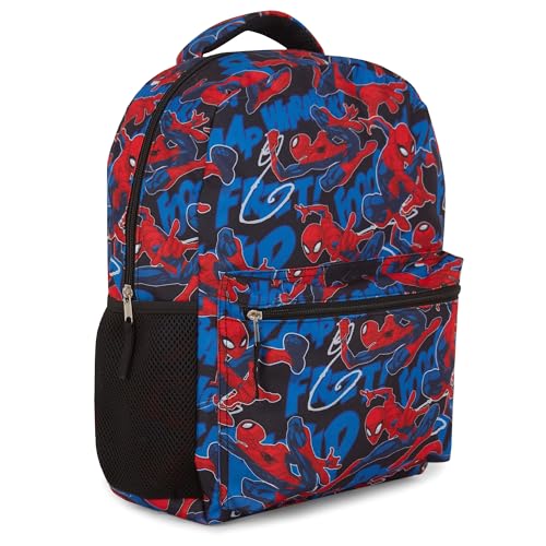 Marvel Comics Spiderman School Backpack - Avengers, Spiderman, Captain America, Hulk - Officially Licensed Bookbag for Kids Boys Girls and Adults - Laptop and Lunchbox Compatible (Black Spiderman)