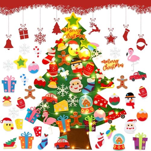 Weihnachtsbaum Wand,Filz Kinder Weihnachtsbaum Mit Beleuchtung,3ft Diy...