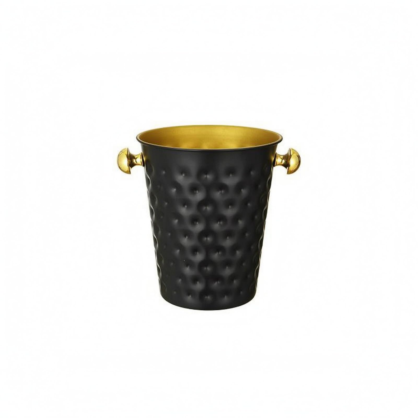 Soporte para cubeta de champán de acero inoxidable, moderno recipiente pulido para eventos sociales, cenas, reuniones, negro, cubo de hielo martillado horneado negro