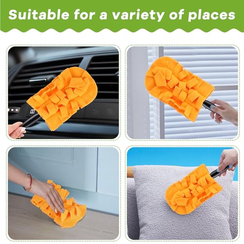 Image of Zubebe 12 Pcs Reusable Duster Refills Fleece,Orange | Soft Polyester Fiber Flat Duster Refill Multi Surface Washable Cleaning Pad Tools for Home, Blinds, Car, Pet, Furniture, Fans