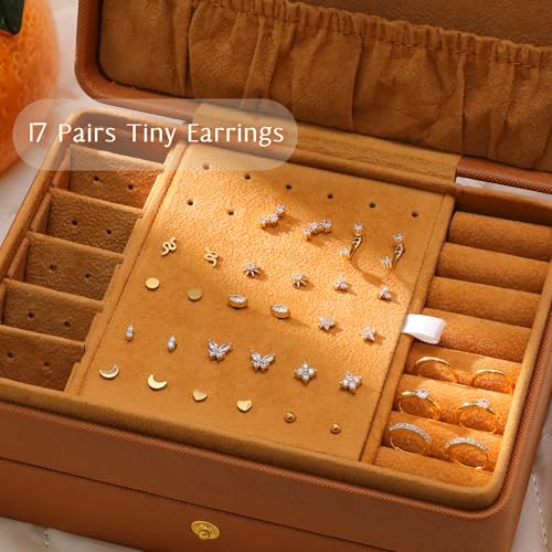 KRFY Flat Back Stud Earrings - 17 Pairs 18K Hypoallergenic Surgical Steel Stud Earrings For Women Stainless Steel Gold Hoop Earrings Tiny Screw Back Cartilage Earring Set For Multiple Piercing4