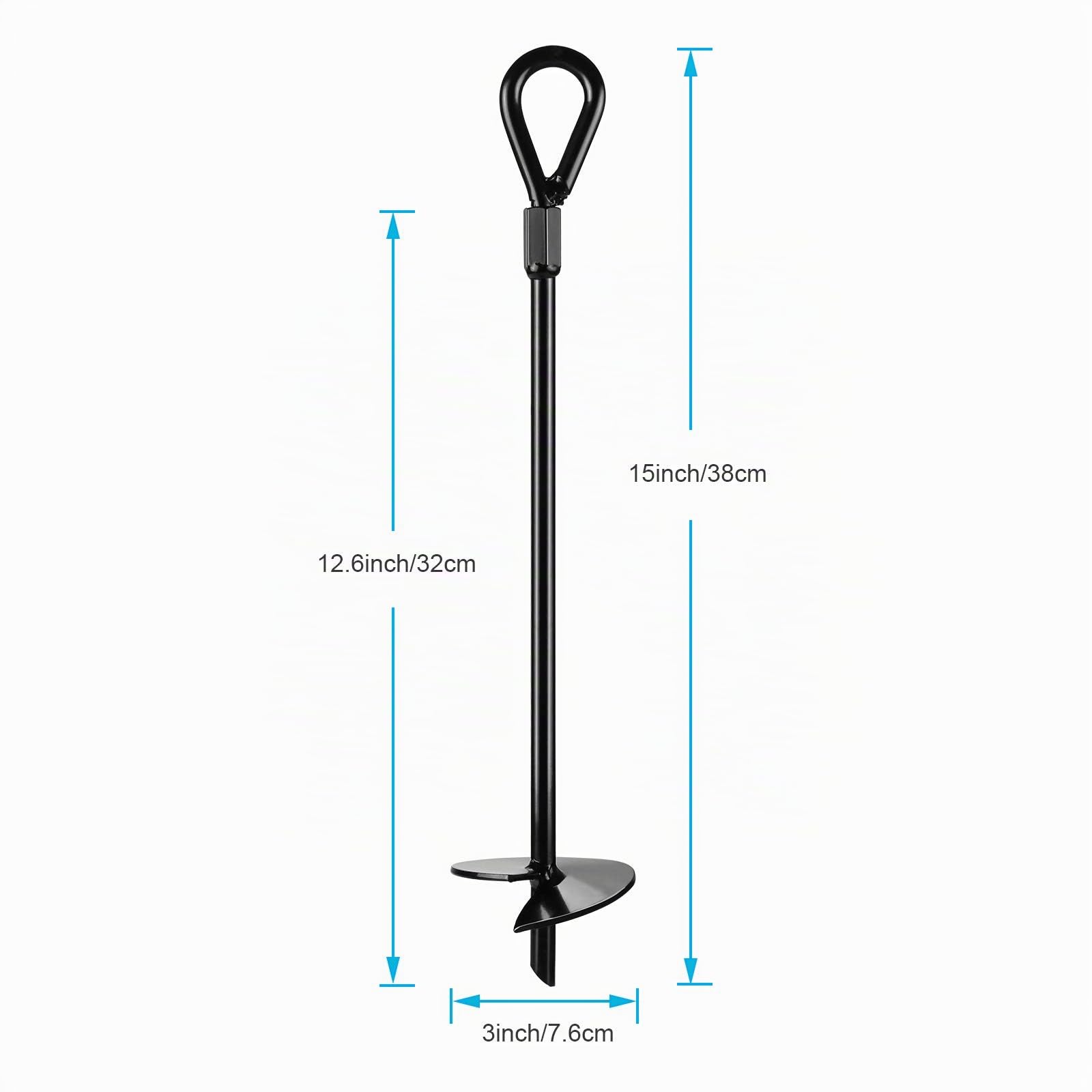 Ancres au Sol AGPTEK, kit d'ancrage au Sol de 4 piquets mesurant 38cm de Long et 1.3cm d’épaisseur, ancrages au Sol très résistants, Parfaits pour tentes, auvents, abris, Trampolines et balançoires