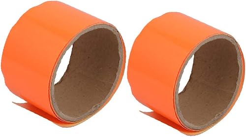 X-DREE 2PCS 5cmx1M Self-adhesive PET PVC Safety Luminous Tape Home Light Orange(2PCS 5cmx1M - Cinta adhesiva luminosa de PVC para seguridad de PET