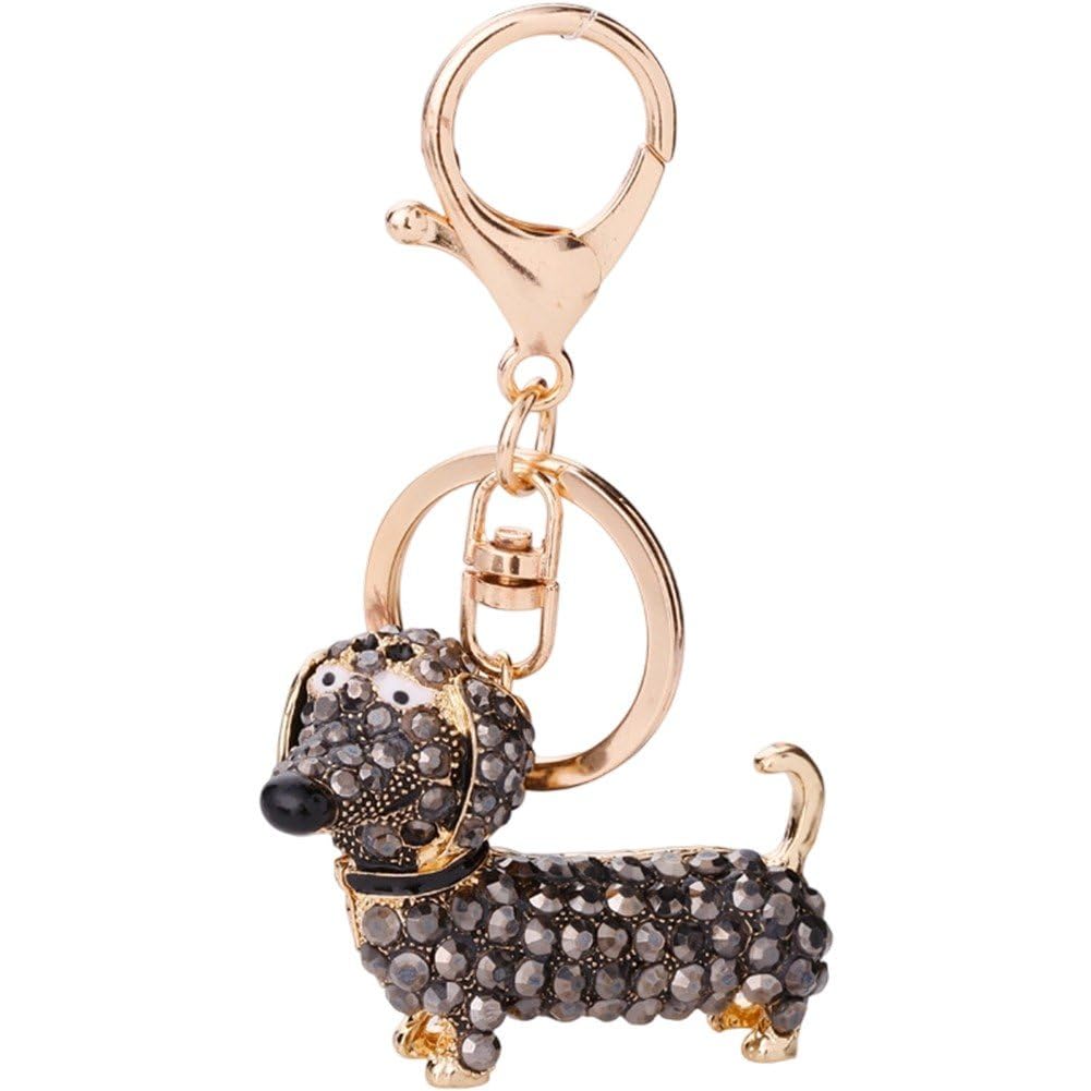 Hrippy Rhinestone Alloy Dachshund Keychain, Animal Pendant Bag Charm for Women Backpack Handbag Fashion Decor Use
