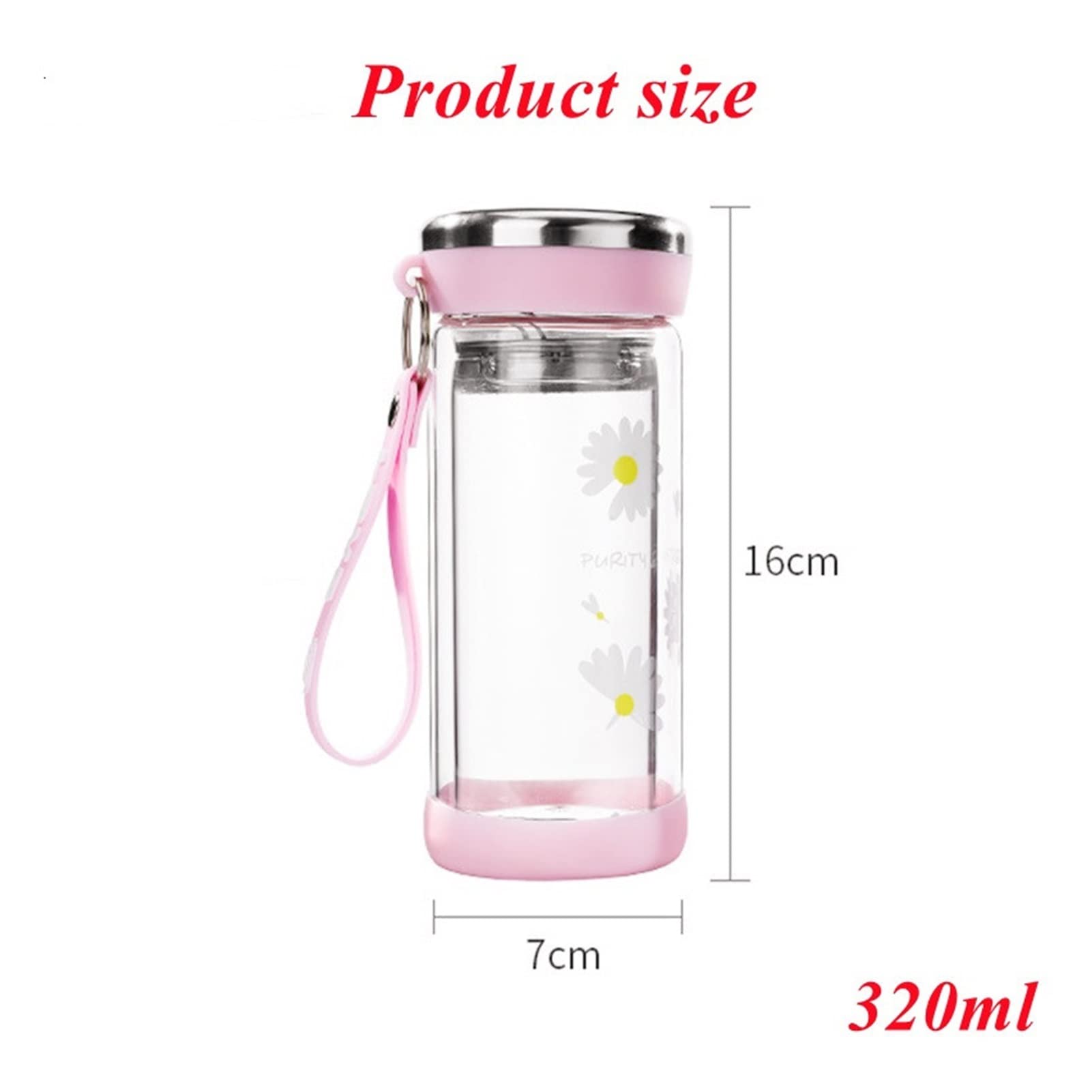 320 ml Botella de Agua de té de Vidrio de Doble Pared portátil con infusor de té Bicicleta al Aire Libre Escalada a Prueba de Fugas Botella de Agua Botella de Agua (Color : Green)