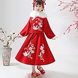 KJHD Filles d'automne et d'hiver Nouveau Hanfu Nouvel An Vêtements Chinoise Banquet Robe d'automne et d'hiver (Size : 130cm)