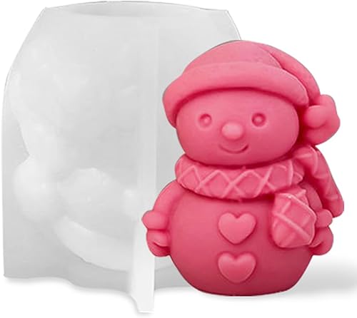 Miniatura 8 de Molde de silicona para sombrero de Navidad, corazón y muñeco de nieve, moldes de vela de oso de Navidad, muñeco de nieve para suministros de