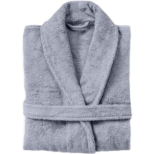 Coyuchi Unisex Mediterranean Robe - 100% Cotton Modern Bathrobe - Relaxed Silhouette with Long Sleeves and Banded Collar
