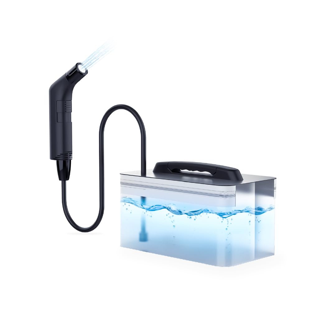 Green Lion Compact Bidet, Portable Water Sprayer for Travel, Camping, Outdoor, 2.3L Water Container, 2 flow Rates, Rechargeable Bidet Shower Sprayer, 1.2m Hose, USB-C Charging & Waterproof Bidet