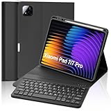 BORIYUAN Xiaomi Pad 7 キーボードケース 11.2インチ - Xiaomi Pad 7 Pro キーボードケース 2024、取り外し可能なBluetoothキーボード ペンシルホルダーケース付き Xiaomi Pad 11.2インチ用、ブラック