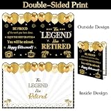Uiorgui Retirement Card for Man Woman, Black Gold Large Retirement Card for Signing Jumbo The Legend Has Retired Guest Book Greeting Card with Envelope Retired Decorations Gift