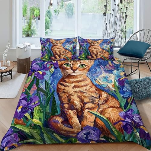 Parure de lit chat housses de couettes king microfibre pour chambre - 2