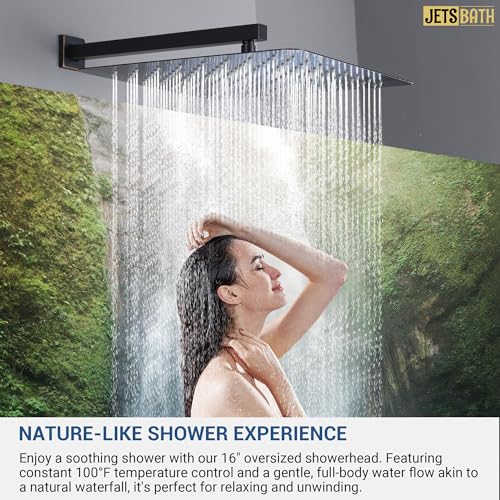 Sistema de Ducha Termostática JetsBath 16" con 6 Jets Corporales y Cabezal de Lluvia de 16 Pulgadas, Acabado en Bronce Aceitado miniatura 3