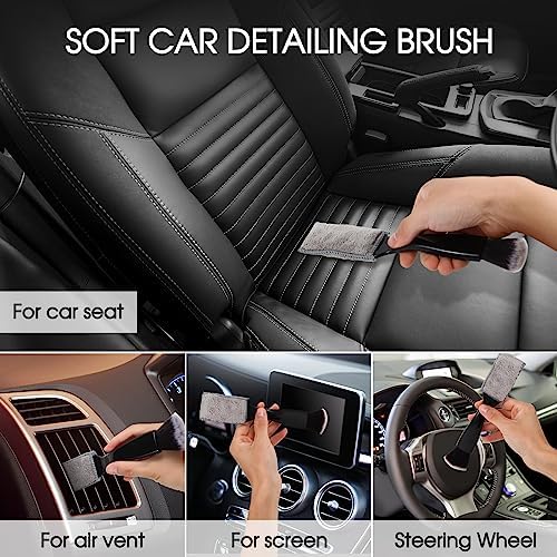 Yungeln 3 PCS Car Detail Dust Brush, Soft Interior Detailing Kit Tools, Dash Duster for Auto, Truck, SUV, RV Cleaning - 3