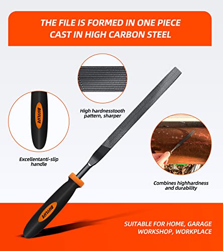 Difflife Needle File Set (Carbon Steel 6 Piece-Set) File Handles, Hardened Alloy Strength Steel - Set Includes Flat, Flat Warding, Square, Triangular, Round, And Half-Round File(6-Piece) #TOP3