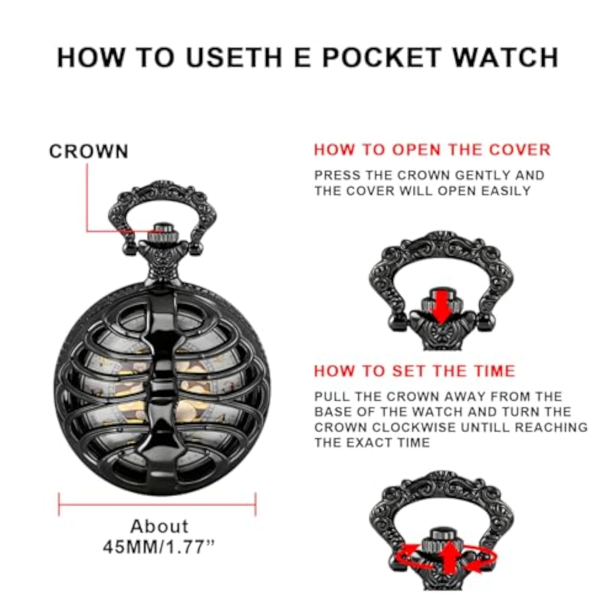Hollowed-Out Multi-Gear Men's Casual Quartz Pocket Watch