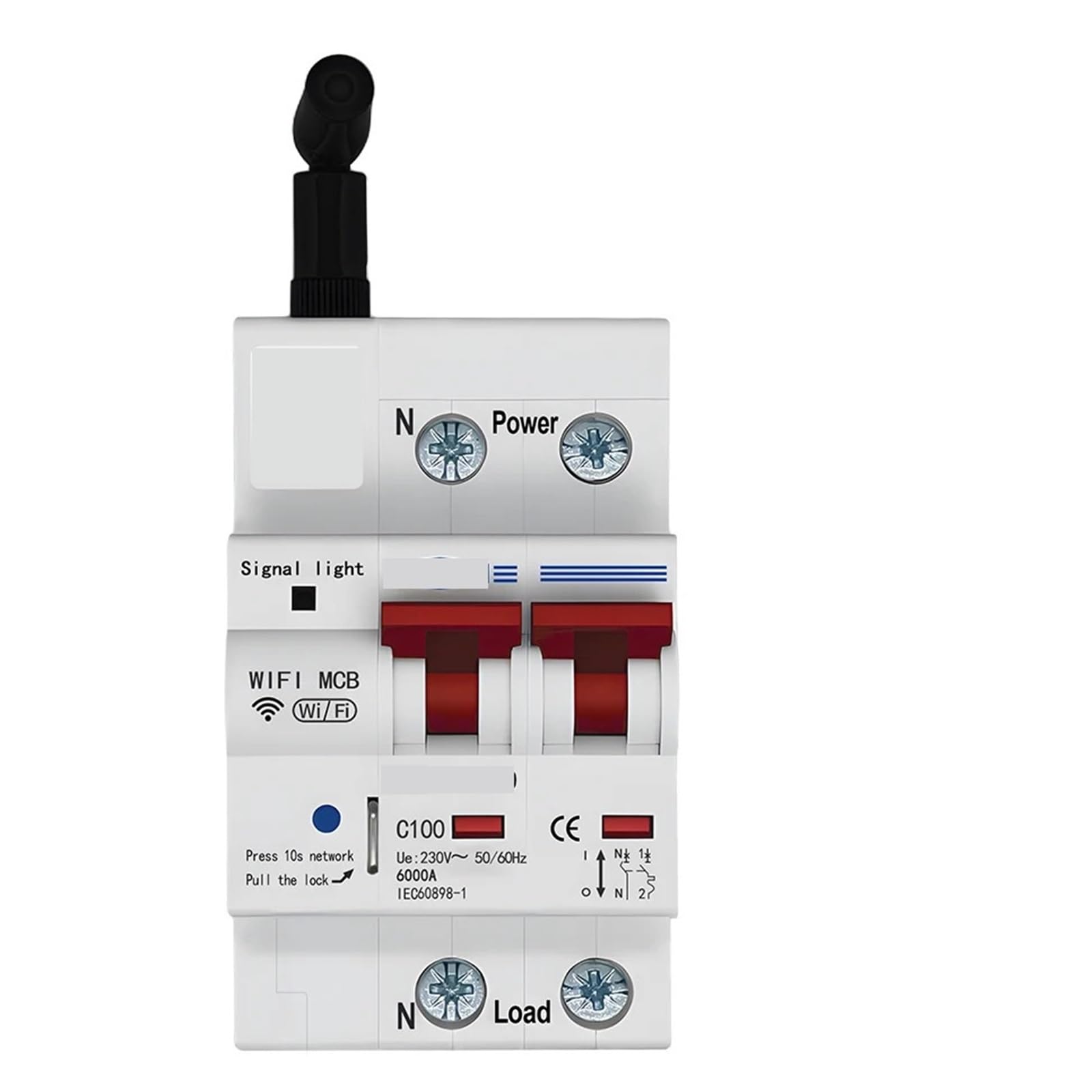 Interruttore automatico WIFI intelligente, compatibile con TOMZN, | Interruttore temporizzato con interruttore di protezione da sovraccarico 2P 230 V CA 1-100 A(20A)
