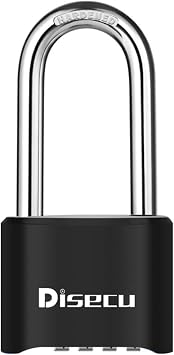 1 Pack disecu Heavy Duty 4 Digit Combination Lock, 2.5 Inch Long Shackle Outdoor Waterproof Padlock for School Gym Locker, Storage Unit, Fence, Gate, Toolbox Black