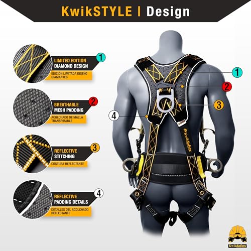 Image of KwikSafety - TYPHOON Safety Harness [3 D-RINGS + BACK SUPPORT] Safety Harness Fall Protection Kit, 2025 ANSI Compliant
