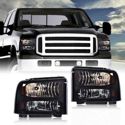 Image of GRAND ORANGE Headlights Fit 1999-2004 Ford F250 F350 F450 F550 Super Duty