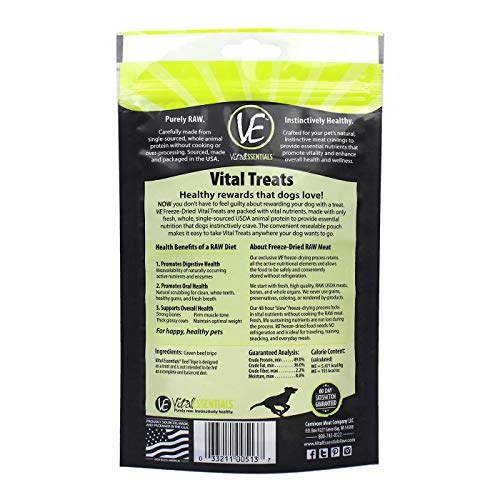 Vital Essentials Freeze Dried Dog Treats, Beef Tripe 2.3 Oz #TOP1