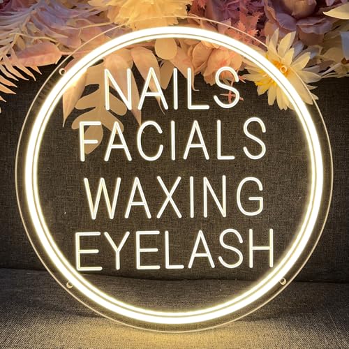 Image of Nails Facials Waxing Eyelash Neon Sign for Wall Decor 3D Art Carving Design Personalized Led Advertising Neon Light Sign for Beauty Salon Spa Business Lash Hair Shop Wedding Warm White USB 30x30CM