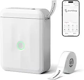 D110 Etiquetadora, Mini Impressora Térmica Bluetooth Portátil, Rotuladora de Etiquetas Adesivas para Casa, Escritório, Cozinha e Escola, com Etiquetas de 12*40mm - 160pcs/Rolo (Meia Polegada), Branca