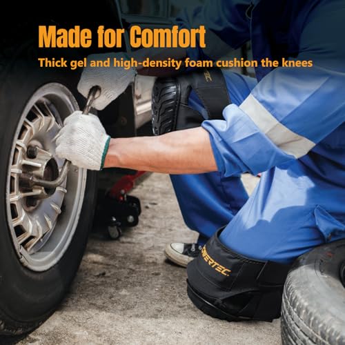 POWERTEC Safety Knee Pads for Men and Women Knee Support with Adjustable Thigh Straps Heavy Duty Shell Soft Foam and Thick Gel Cushion for Work, Construction, Flooring, Roofing (71879V) - Thumbnail 6