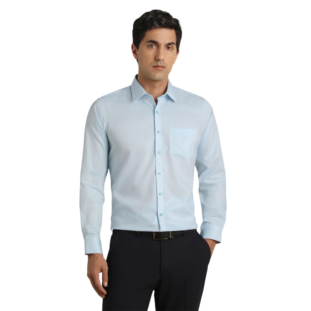 van heusen Van Hesuen Men's Slim Fit Durapress Superior Cotton Textured Shirt-picture-24