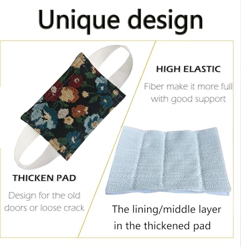 Image of Baby Proof Door Silencer & Cloth Latch Cover, Quiet Close Anti-Slam Pads to Prevent Slamming and Accidental Locking, for Nursery and Toddler Safety (3, Black Floral Pattern, 4.1 * 3.1 inches)